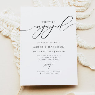 Elegant They're Engaged Engagement Party Invitation