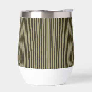 Elegant Thin Gold & Navy Blue Vertical Stripes