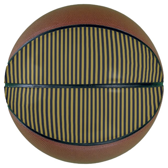 Elegant Thin Gold & Navy Blue Vertical Stripes Basketball (Front)