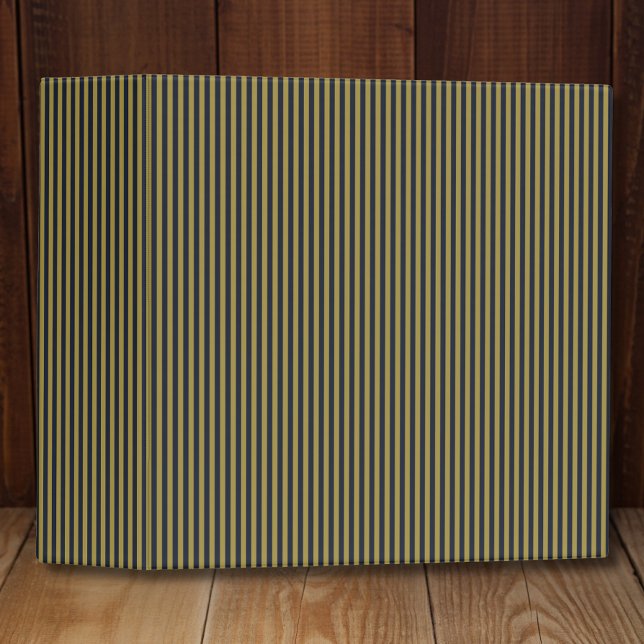 Elegant Thin Gold & Navy Blue Vertical Stripes Binder (Creator Uploaded)