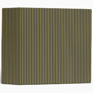 Elegant Thin Gold & Navy Blue Vertical Stripes Binder