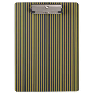 Elegant Thin Gold & Navy Blue Vertical Stripes Clipboard
