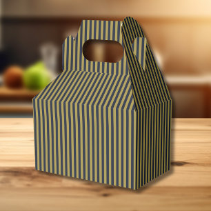 Elegant Thin Gold & Navy Blue Vertical Stripes Favor Box