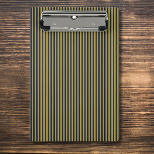 Elegant Thin Gold & Navy Blue Vertical Stripes Mini Clipboard