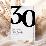Elegant Thirty 30th Birthday Party Invitation<br><div class="desc">Introducing a timeless black and white 30th birthday party invitation that seamlessly blends the old-world charm of the bold serif font number '30' with a modern,  user-friendly personalizable template. This invitation isn't just a card,  it's a meaningful keepsake to cherish the milestone of turning 30.</div>