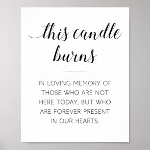 Elegant This Candle Burns Memorial Wedding Poster