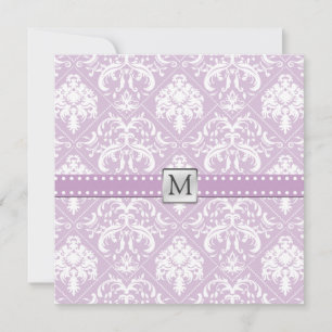 Elegant Thistle Purple and white vintage damask Invitation