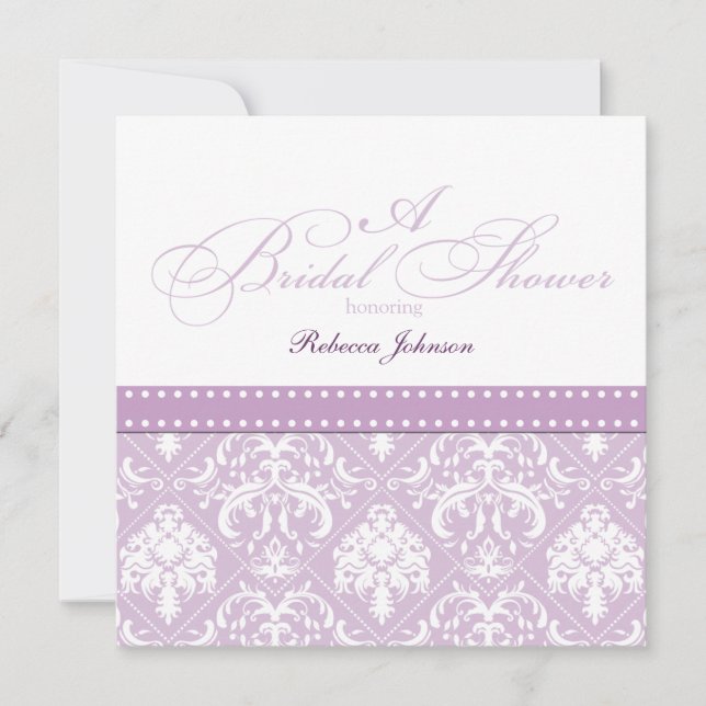 Elegant Thistle Purple damask Bridal Shower Invitation (Front)
