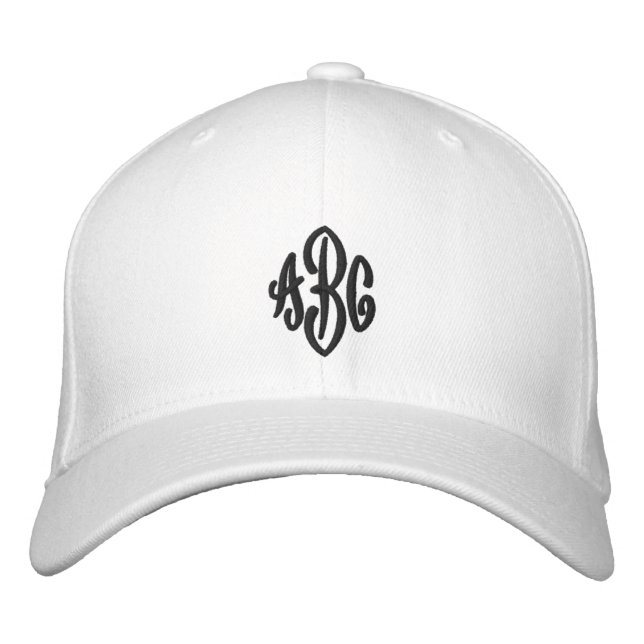 Elegant Three Letter Initials Script Monogram Embroidered Hat (Front)