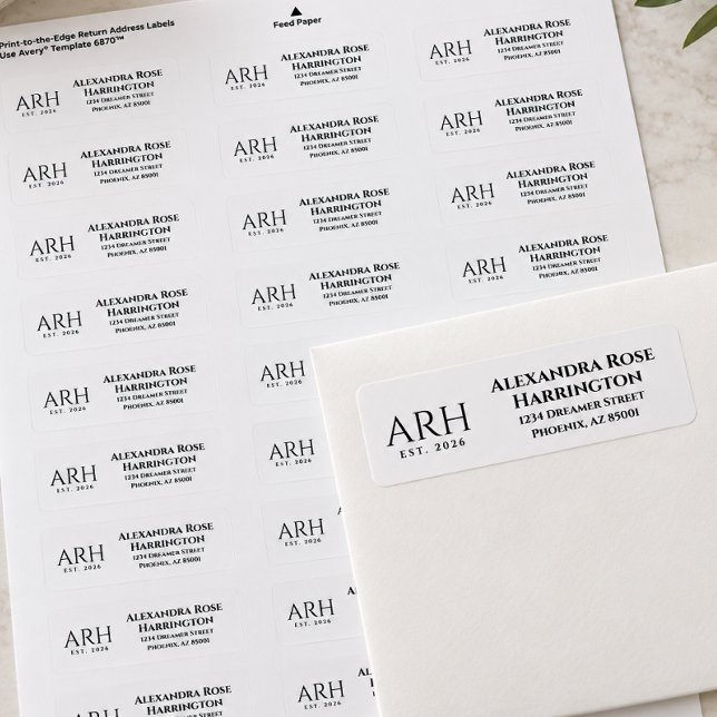 Elegant Three Letter Monogram Return Address  (Creator Uploaded)