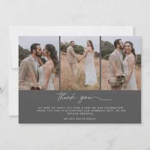 Elegant Three Photo Wedding Thank You
