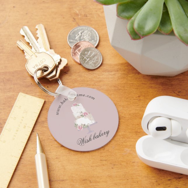 Elegant Three Tier Cake Bakery Monogram Keychain (Desk)