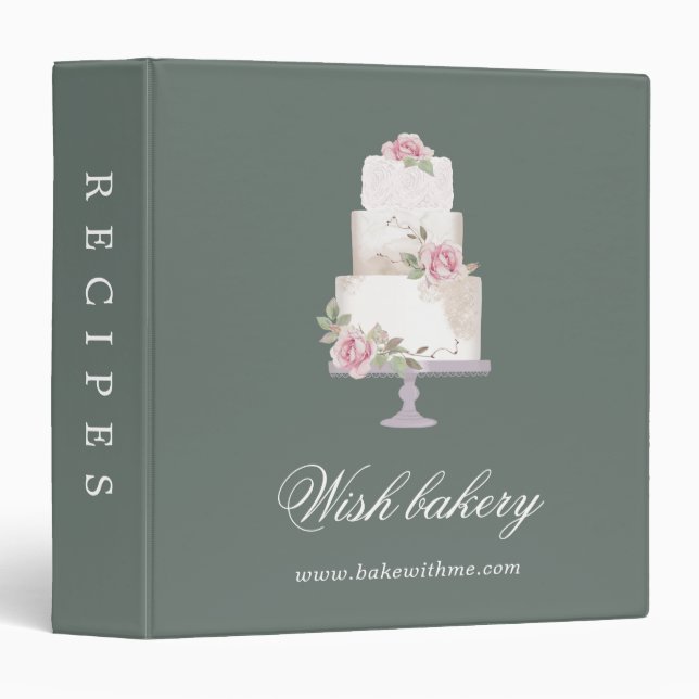 elegant three tier cake bakery recipe binder (Front/Spine)