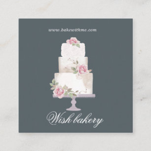 elegant three tier cake bakery square business card