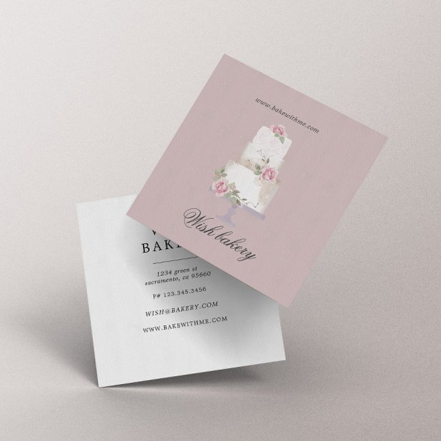 Elegant Three Tier Cake Bakery Square Business Card (Creator Uploaded)
