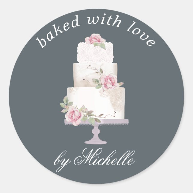 elegant three tier cake home baked sticker (Front)