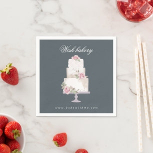 elegant three tier wedding cake bakery monogram napkin