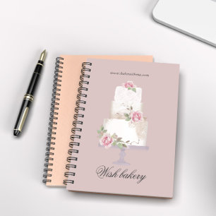 elegant three tier wedding cake monogram bakery notebook