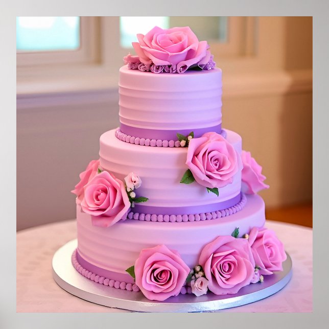Elegant Three-Tiered Wedding Cake Poster (Front)