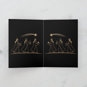 Elegant Three Wise Men Following Star   Minimalist Card