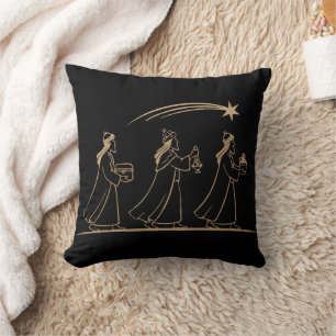 Elegant Three Wise Men Following Star Minimalist Throw Pillow