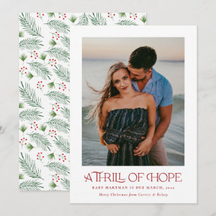 Elegant Thrill of Hope Announce Pregnancy Photo    Holiday Card