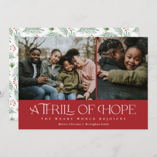 Elegant Thrill of Hope Two Photo Christmas Holiday Card