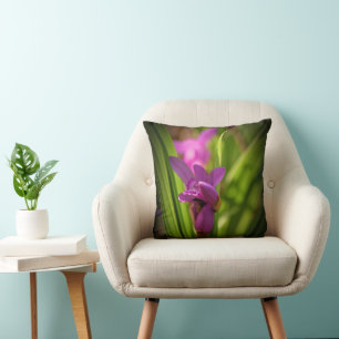 Elegant Throw Pillow - Purple Iris Flower