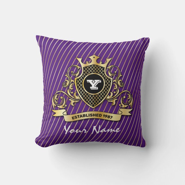 Elegant Throw Pillow with Gold Monogram (Front)