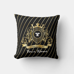Elegant Throw Pillow with Gold Monogram