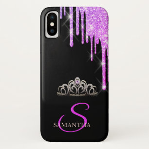 Elegant Tiara Purple Glitter Drips Case-Mate iPhone Case
