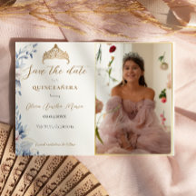 Elegant Tiara Quinceañera Photo Save the date