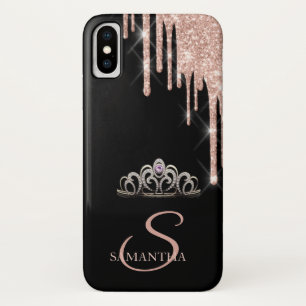 Elegant Tiara Rose Gold Glitter Drips Case-Mate iPhone Case