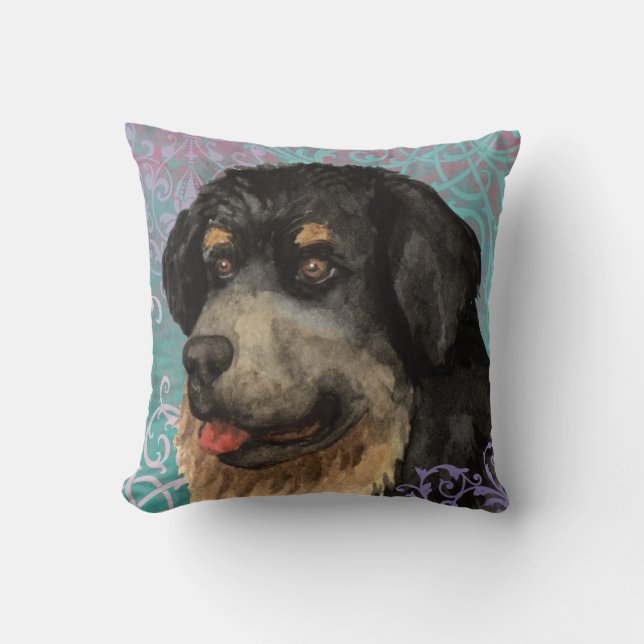 Elegant Tibetan Mastiff Throw Pillow (Front)