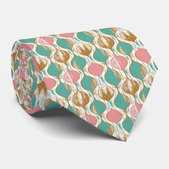 Elegant Tie in Pink and Turquoise (Rolled)