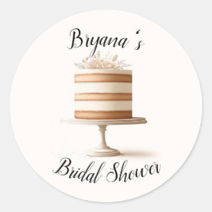 Elegant Tier White Floral Cake Bridal Shower Classic Round Sticker