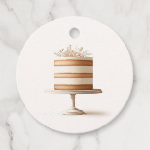 Elegant Tier White Floral Cake Bridal Shower Favour Tags