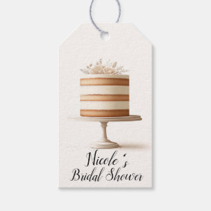 Elegant Tier White Floral Cake Bridal Shower Gift Tags
