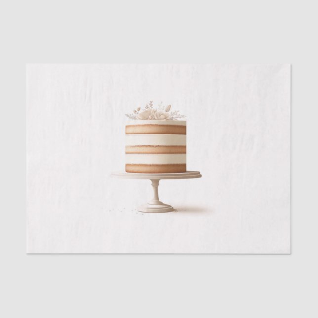 Elegant Tier White Floral Wedding Cake Bakery  Tissue Paper (Front)