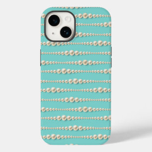 Elegant Tiffany-Inspired Teal & Pearls iPhone Case