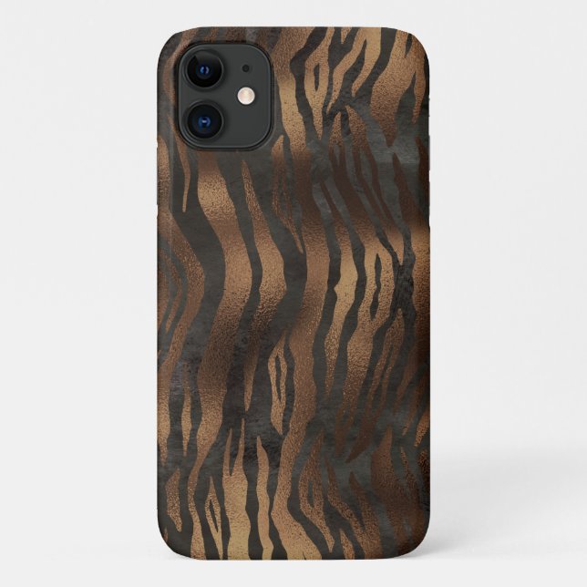 Elegant Tiger Chic Black Bronze Stylish Case-Mate iPhone Case (Back)