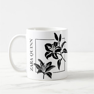 Elegant Tiger Lily Silhouette Mug - Personalized