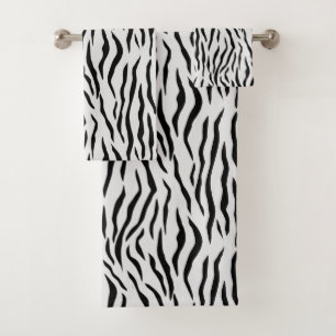 Elegant tiger skin pattern in black & light grey bath towel set