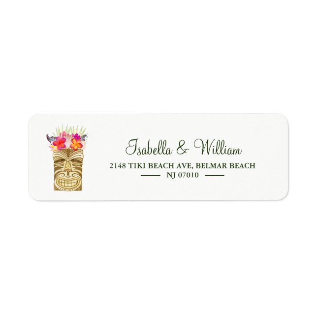 Elegant Tiki Tropical Summer Wedding Address (Front)