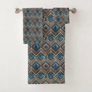 Elegant tile art deco pattern  bath towel set