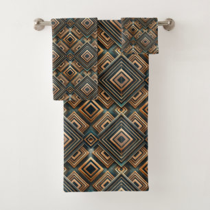 Elegant tile art deco pattern  bath towel set