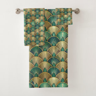 Elegant tile art deco pattern  bath towel set
