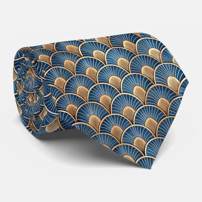 Elegant tiled Art Deco pattern  Tie (Rolled)