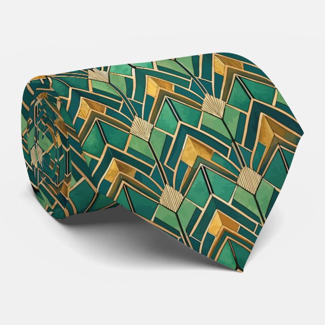 Elegant tiled Art Deco pattern  Tie (Rolled)