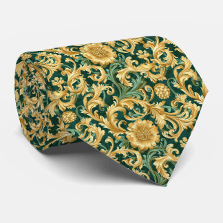 Elegant tiled green gold pattern  tie